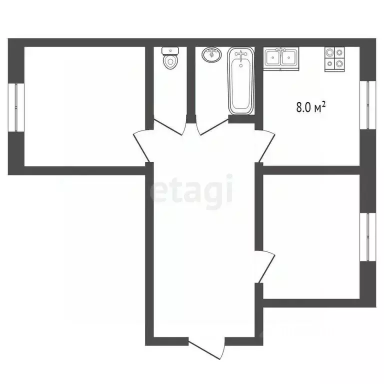 2-к кв. Тамбовская область, Тамбов Полынковская ул., 57 (45.9 м) - Фото 1