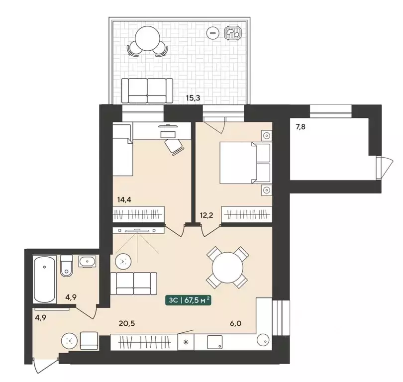 3-к кв. Новосибирская область, Мошковский район, пос. Октябрьский ... - Фото 1