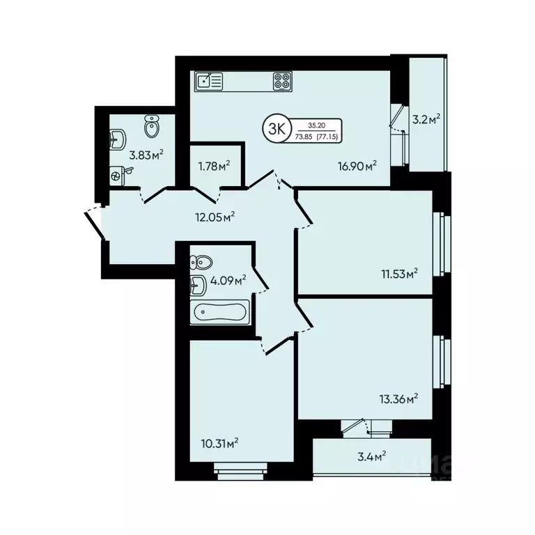 3-к кв. Ярославская область, Ярославский муниципальный округ, д. ... - Фото 0