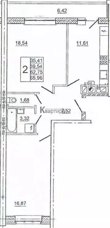 2-к кв. Смоленская область, Смоленск ул. Крупской, 54Б (66.7 м) - Фото 0