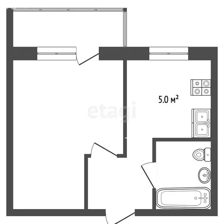 1-комнатная квартира: Камышлов, улица Куйбышева, 10 (34.6 м) - Фото 1