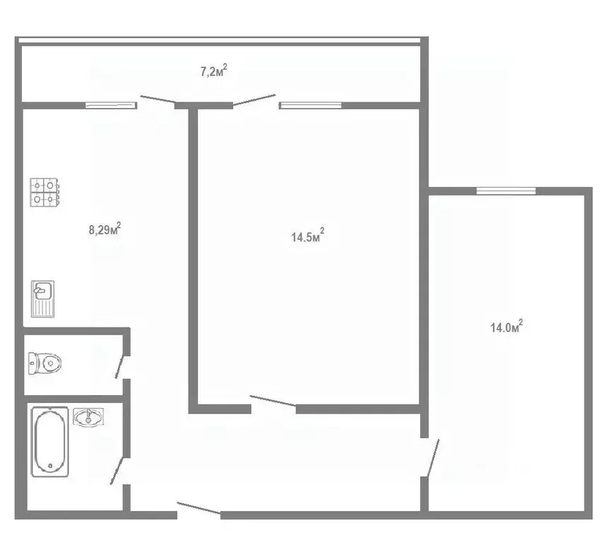 2-к кв. Тюменская область, Тюмень Профсоюзная ул., 17 (46.4 м) - Фото 1