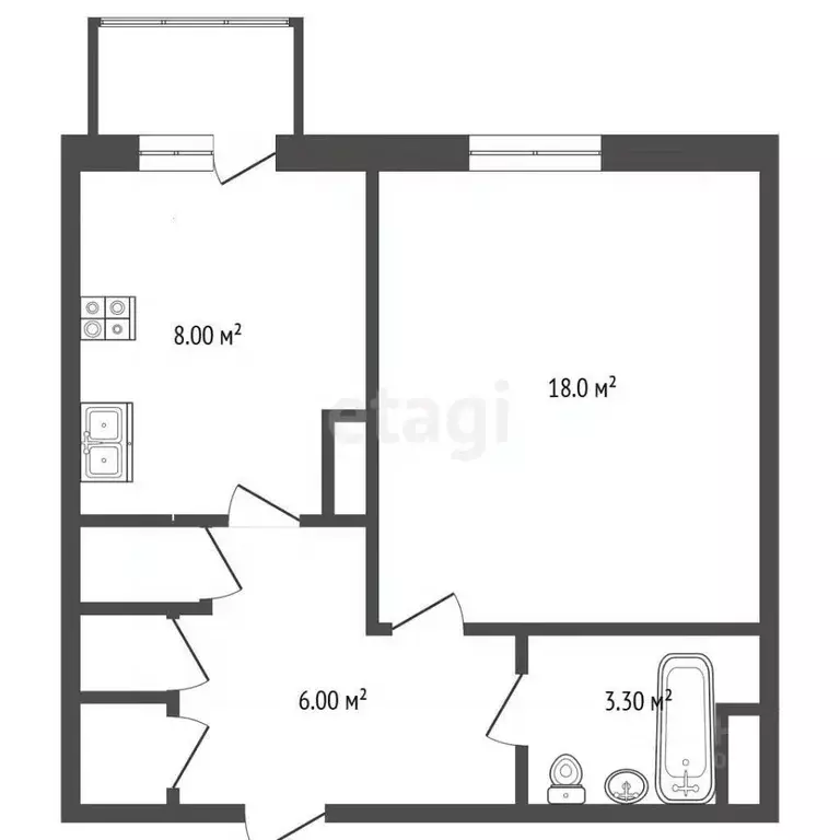 1-к кв. Ямало-Ненецкий АО, Новый Уренгой Мирный мкр, 7/1 (37.5 м) - Фото 2