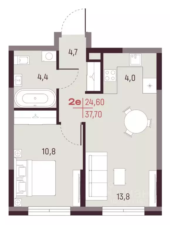 2-к кв. Свердловская область, Екатеринбург Академический мкр, 19-й ... - Фото 1