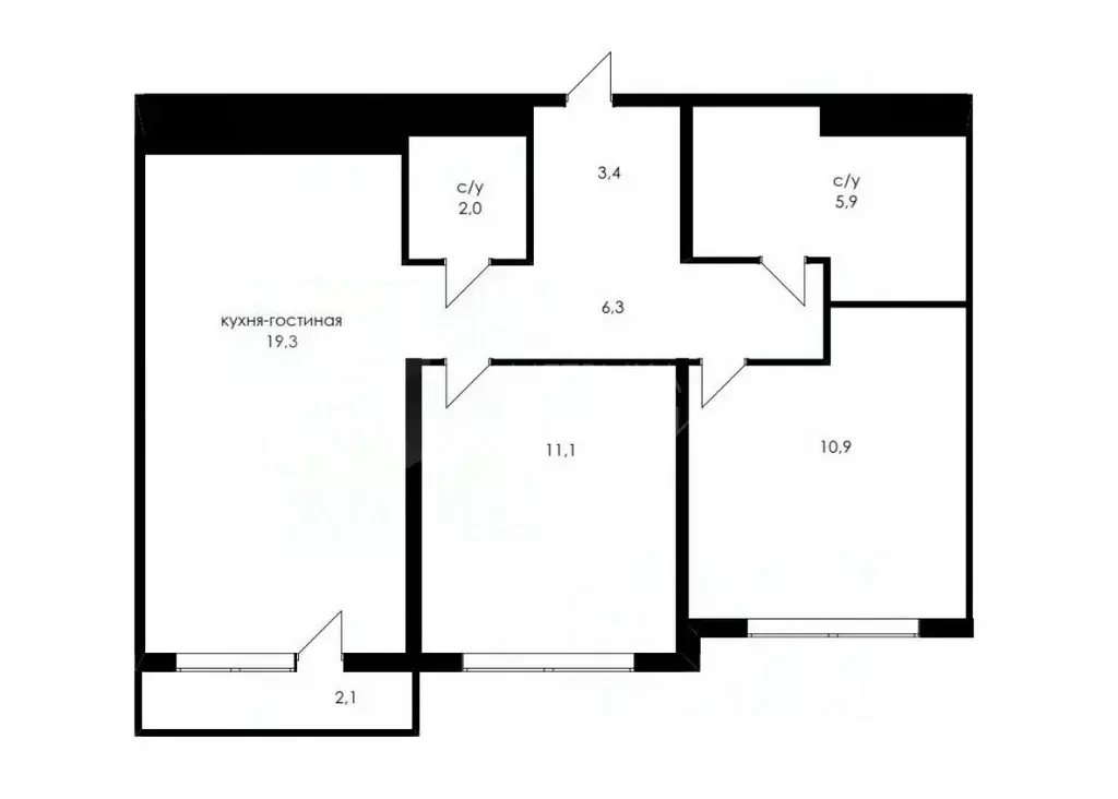 2-к кв. Тюменская область, Тюмень ДОК мкр, ул. Воронинская, 45 (60.4 ... - Фото 2