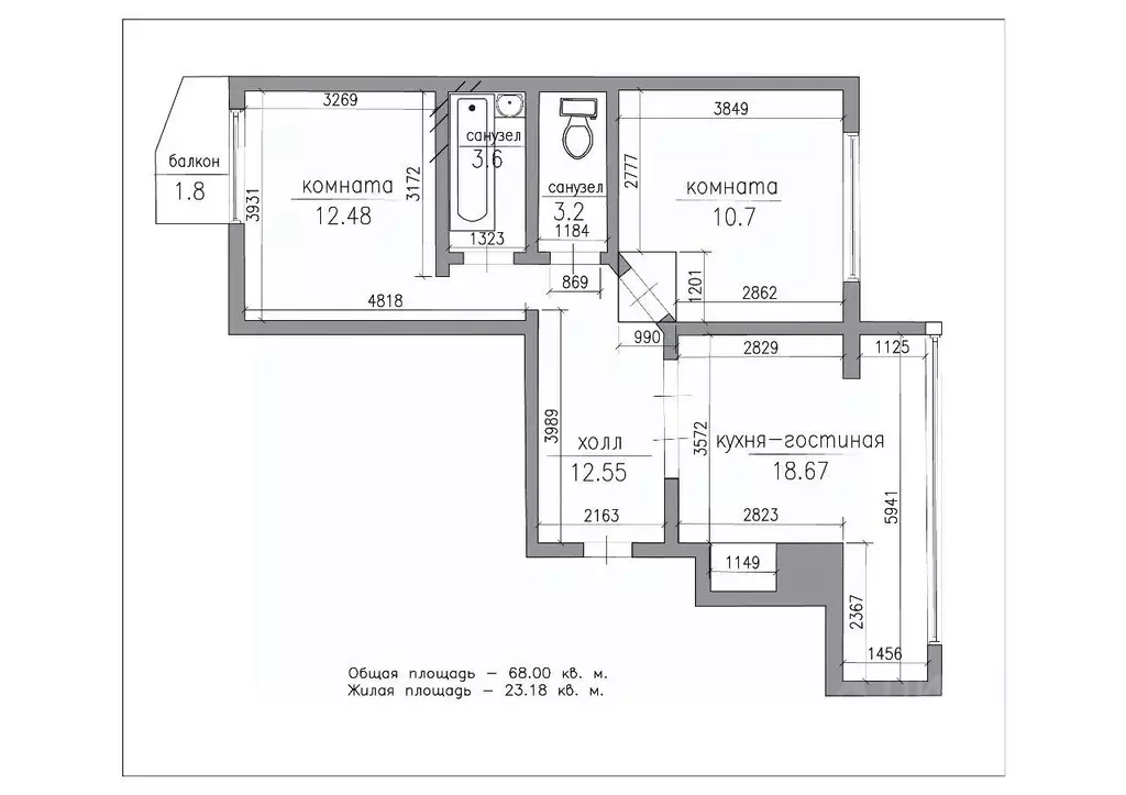 2-к кв. Кабардино-Балкария, Нальчик Московская ул. (68.0 м) - Фото 2