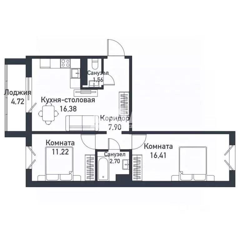 2-к кв. Челябинская область, Челябинский городской округ, пос. ... - Фото 2