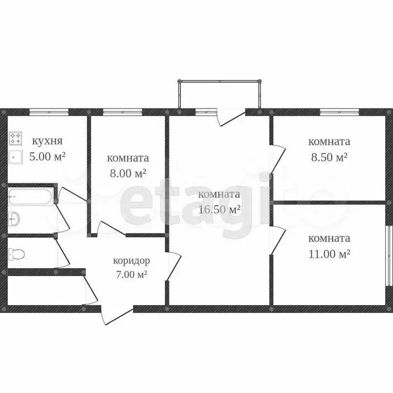 4-к. квартира, 61 м, 2/5 эт. - Фото 0