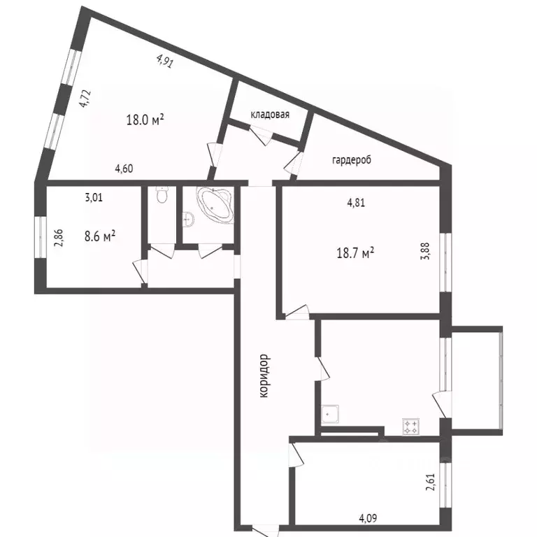 4-к кв. Ханты-Мансийский АО, Сургут просп. Мира, 53 (103.1 м) - Фото 1