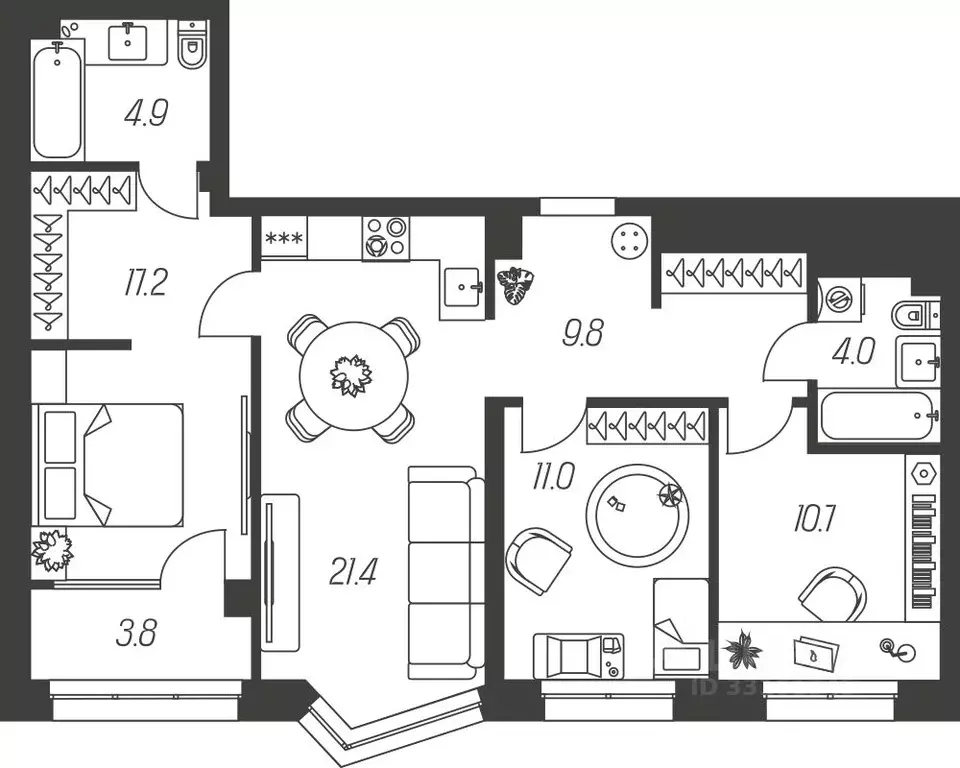 3-к кв. Тульская область, Тула ул. Михеева (82.8 м) - Фото 1