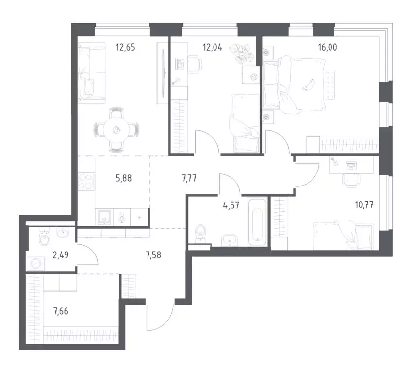 3-комнатная квартира: Ленинский городской округ, ЖК Новое Видное, 14.1 ... - Фото 1