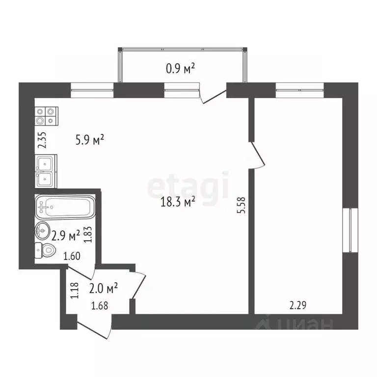 1-к кв. Забайкальский край, Чита Новобульварная ул., 127 (41.5 м) - Фото 1