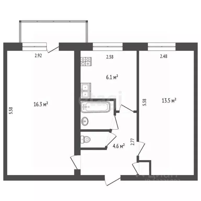 2-к кв. Вологодская область, Вологда Тепличный мкр, 1 (43.8 м) - Фото 2