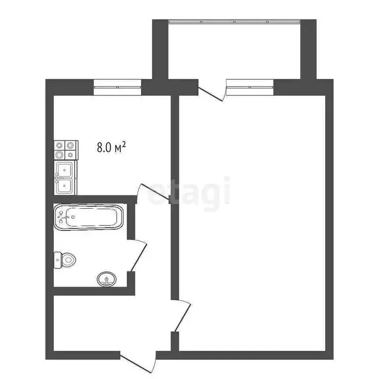 1-комнатная квартира: Заводоуковск, улица Комарова, 39 (32.2 м) - Фото 1