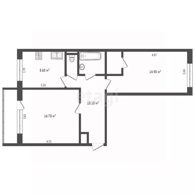 2-к кв. Ямало-Ненецкий АО, Новый Уренгой Советский мкр, 2к2 (56.5 м) - Фото 2