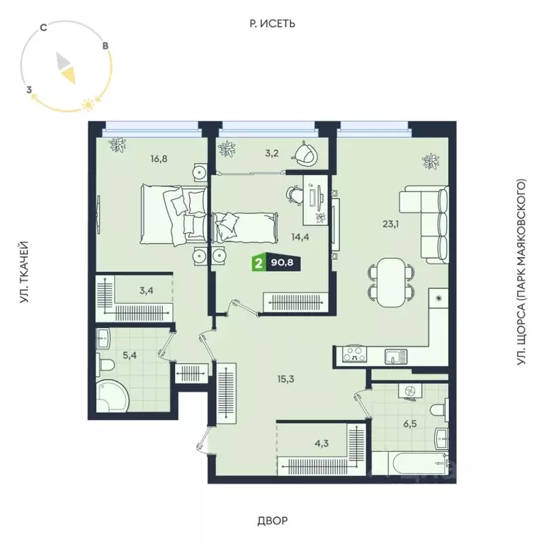 2-к кв. Свердловская область, Екатеринбург ул. Машинная, 1в/3 (90.8 м) - Фото 0