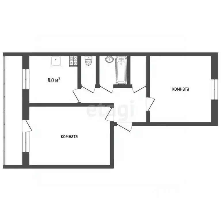 2-к кв. Вологодская область, Вологда Медуницинская ул., 19а (50.8 м) - Фото 2
