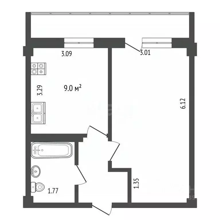 1-к кв. Вологодская область, Вологда Козленская ул., 113к1 (35.8 м) - Фото 2