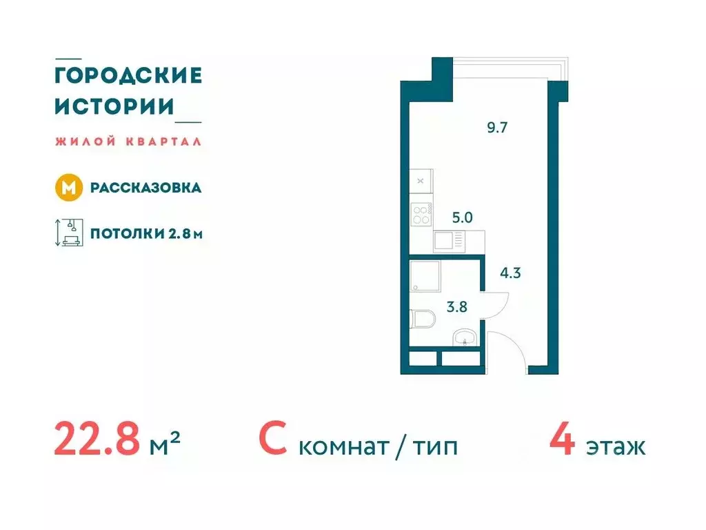 Студия Москва Городские Истории жилой комплекс (22.84 м) - Фото 0