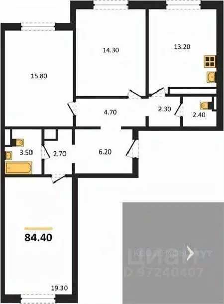 3-к кв. Воронежская область, Воронеж ул. Шишкова, 140Б/16 (84.4 м) - Фото 0