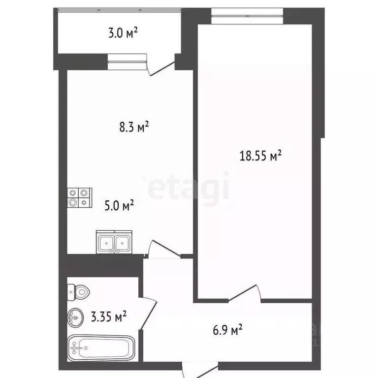 1-к кв. Краснодарский край, Анапа ул. Омелькова, 93 (45.0 м) - Фото 1