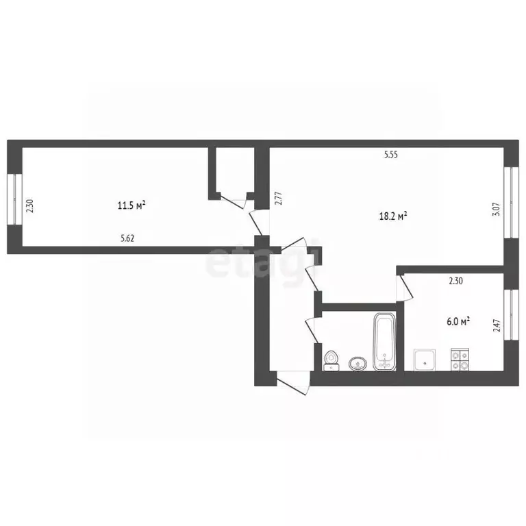 2-к кв. Тюменская область, Тюмень Ямская ул., 59 (41.7 м) - Фото 2