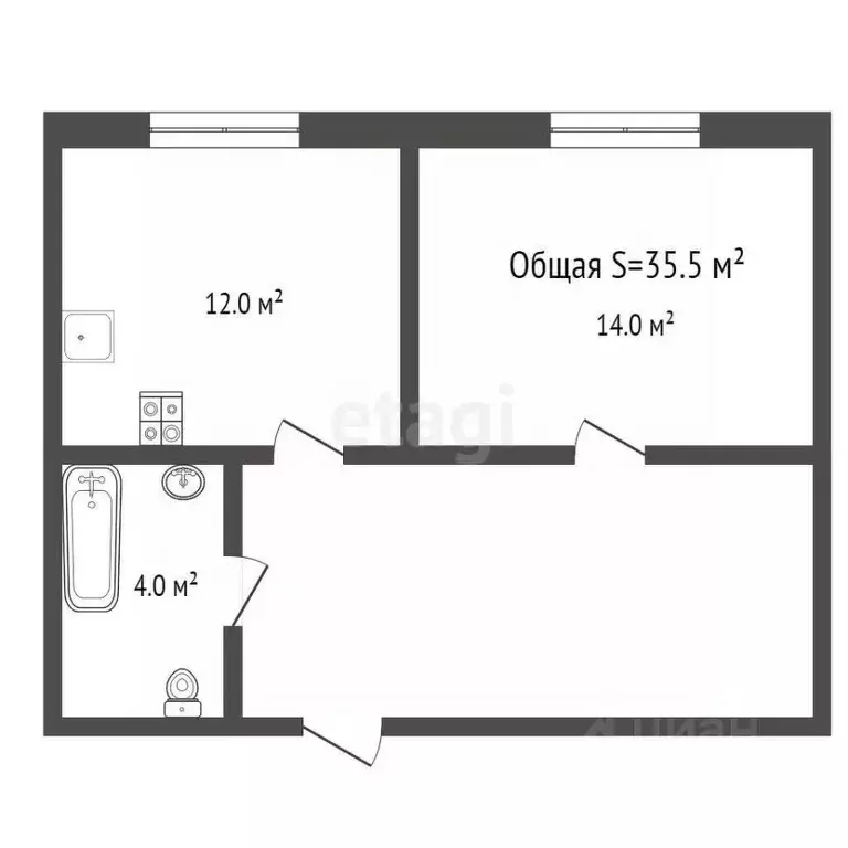 1-к кв. Брянская область, Брянск ул. Академика Королева, 9 (35.5 м) - Фото 1