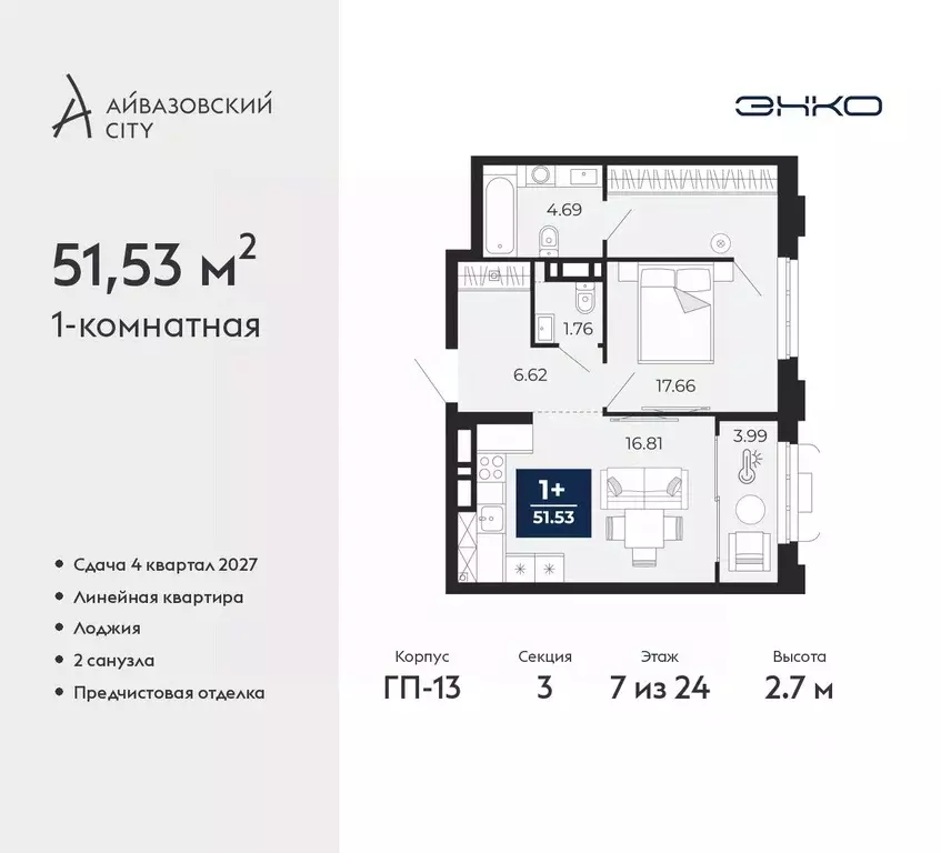 1-к кв. Тюменская область, Тюмень Айвазовский Сити жилой комплекс ... - Фото 1