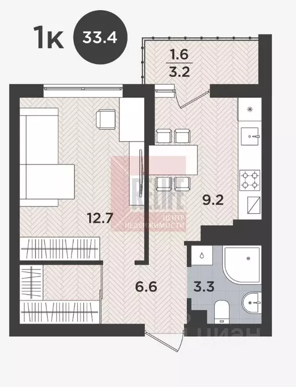 1-к кв. Калининградская область, Калининград Тихорецкая ул., 5 (33.4 ... - Фото 2