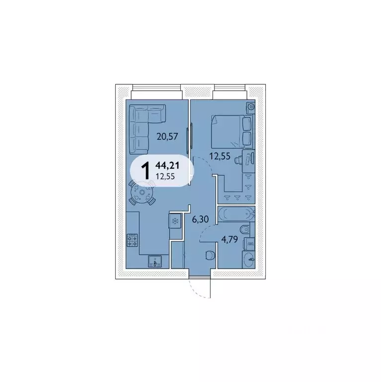 1-к кв. Брянская область, Брянский район, пос. Мичуринский, ... - Фото 1