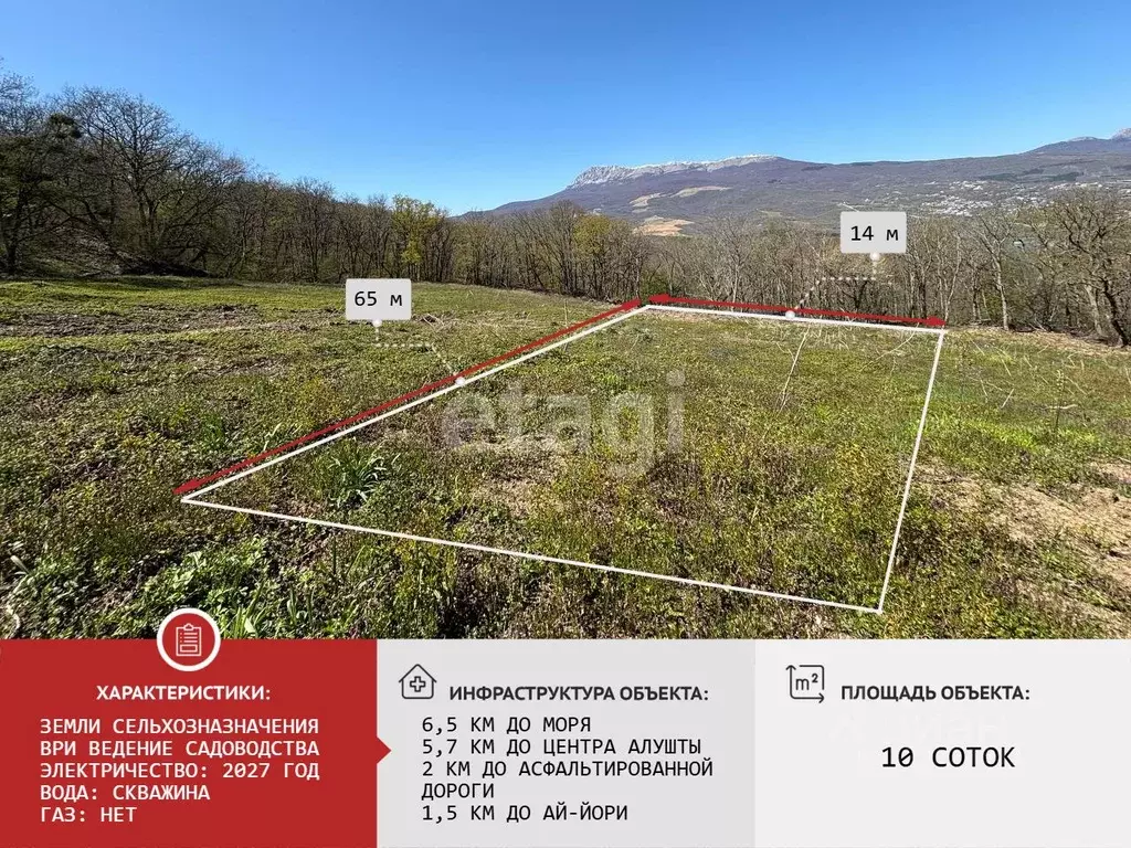 Участок в Крым, Алушта  (9.99 сот.) - Фото 2