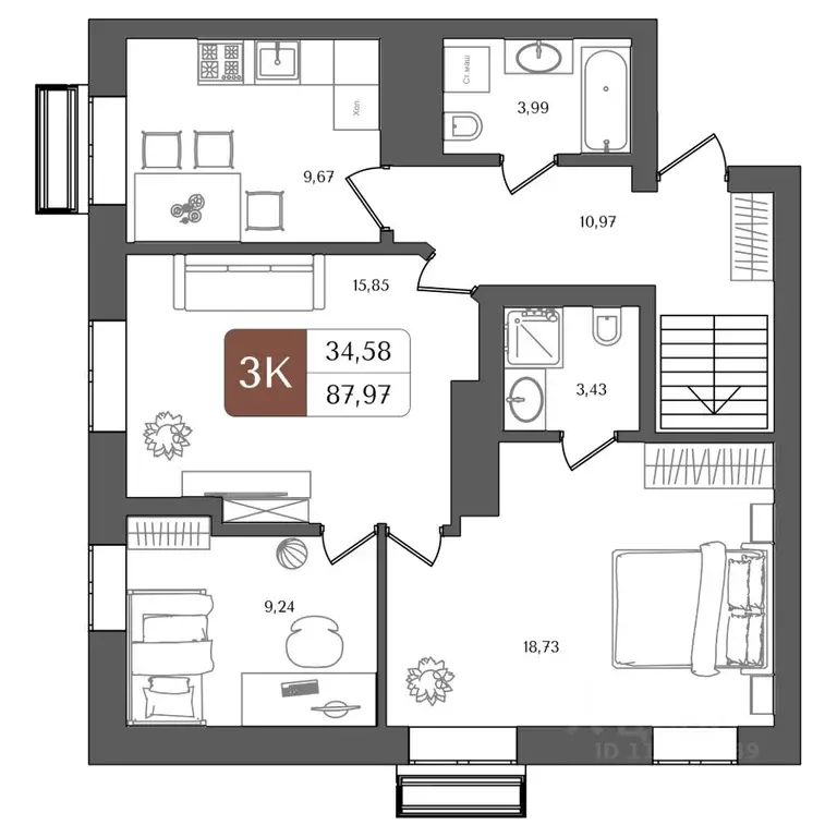 3-к кв. Башкортостан, Уфа Глумилино жилрайон, Холмогоры жилой комплекс ... - Фото 1