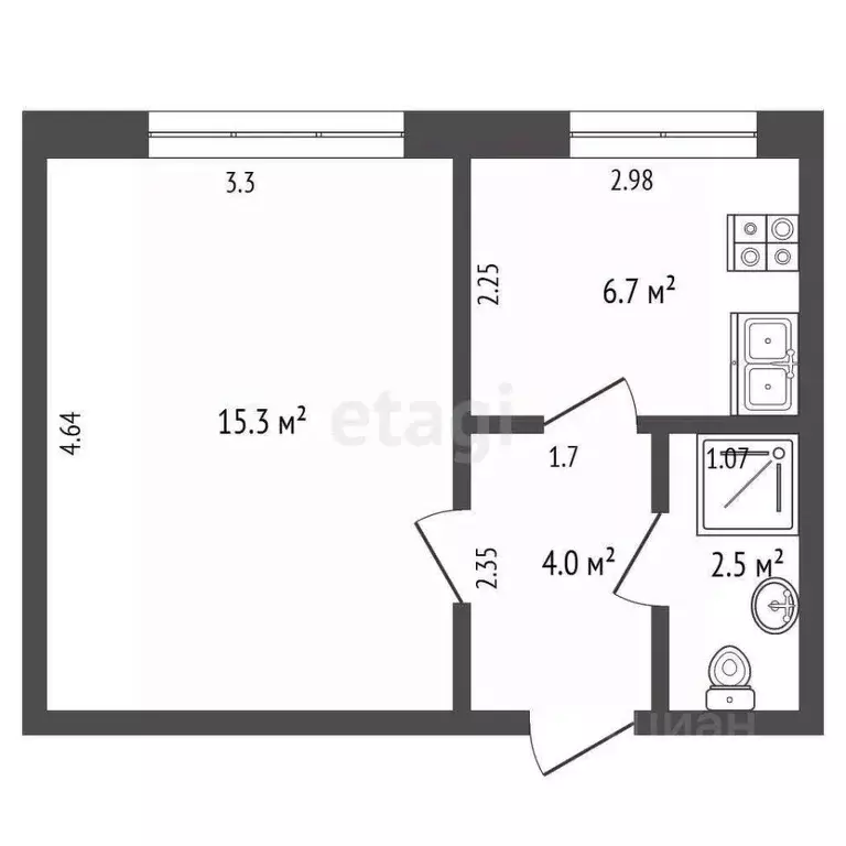 1-к кв. Саха (Якутия), Якутск Сергеляхское ш., 4с2 (28.5 м) - Фото 2