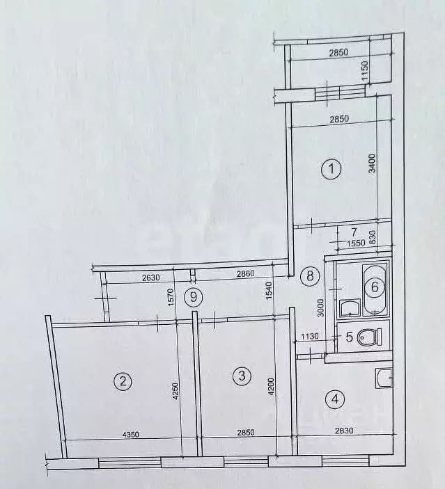 3-к кв. Кемеровская область, Новокузнецк ул. Рокоссовского, 2 (66.5 м) - Фото 1