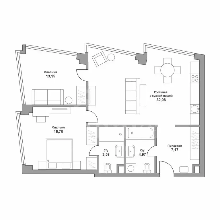3-комнатная квартира: Москва, 1-й Сетуньский проезд, 8 (80 м) - Фото 1