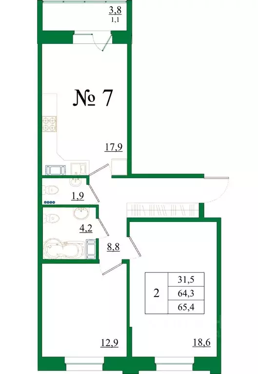 2-к кв. Ленинградская область, Гатчина Въезд мкр,  (65.4 м) - Фото 0