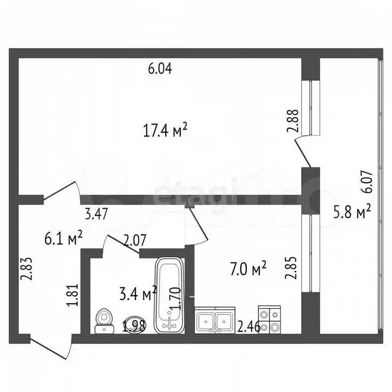1-к. квартира, 37 м, 2/3 эт. - Фото 0