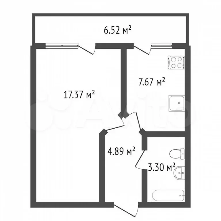 1-к. квартира, 34,8 м, 9/9 эт. - Фото 0