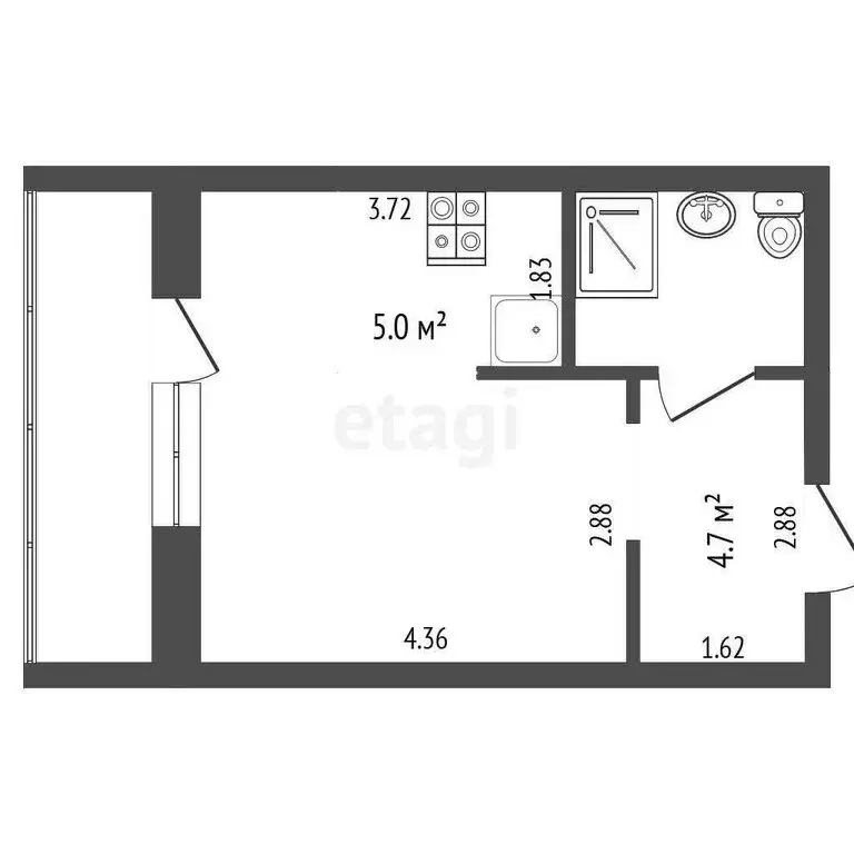 Квартира-студия: Тюмень, улица Тимофея Чаркова, 79к3 (28.3 м) - Фото 1