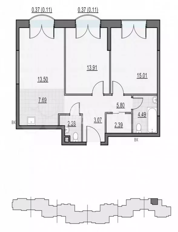 3-к. квартира, 70 м, 16/25 эт. - Фото 0