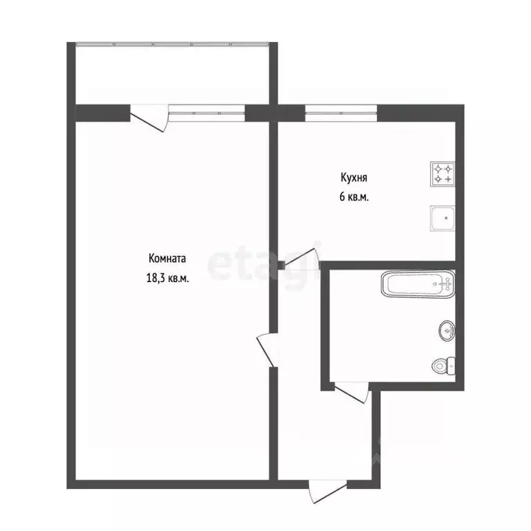 1-к кв. Севастополь ул. Хрусталева, 19 (29.5 м) - Фото 2