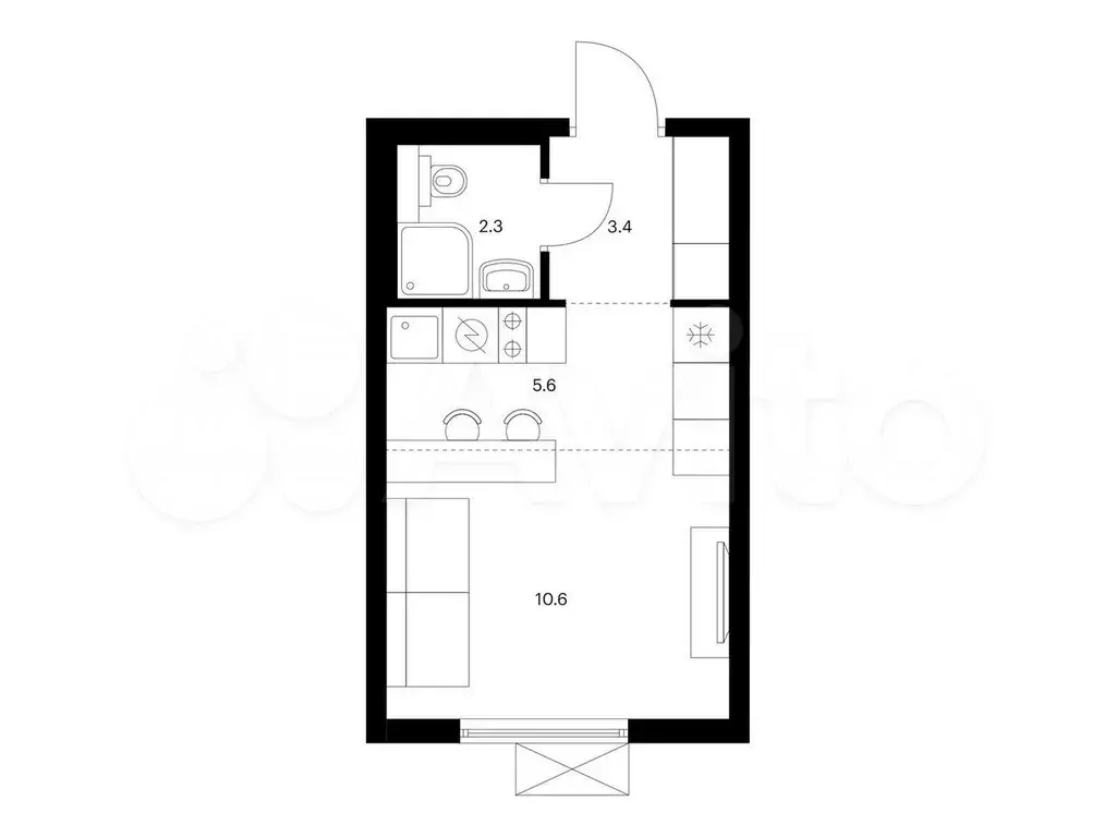 Квартира-студия, 21,9 м, 9/17 эт. - Фото 0