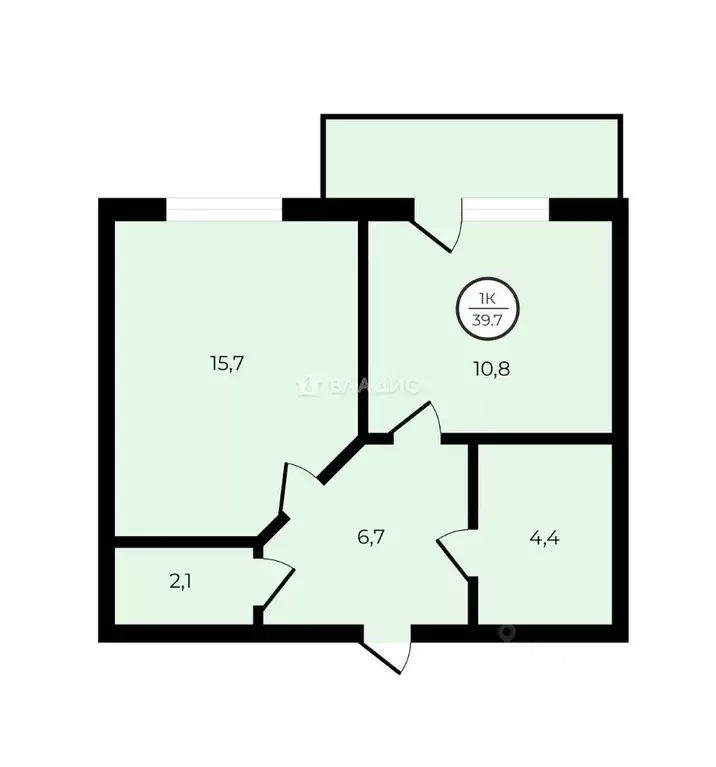 1-к кв. Владимирская область, Владимир ул. Нижняя Дуброва, 48 (39.7 м) - Фото 2