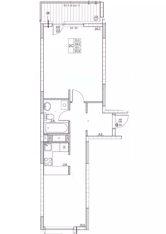 2-к кв. Приморский край, Владивосток ул. Расула Гамзатова, 7к3 (53.9 ... - Фото 0