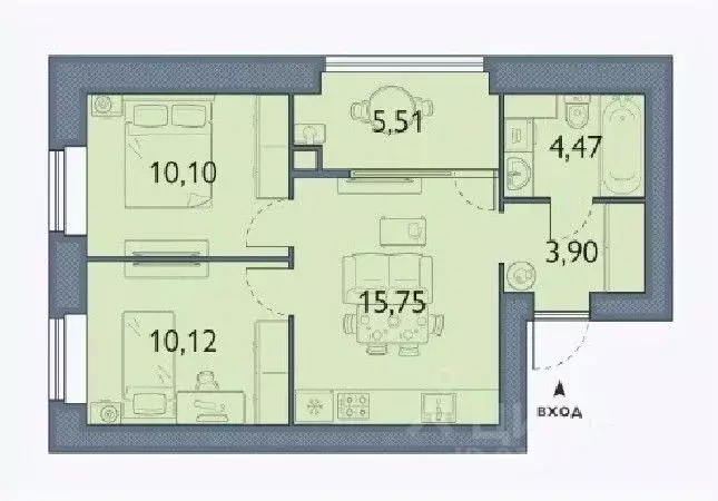 2-к кв. Брянская область, Брянский район, пос. Мичуринский, ... - Фото 1