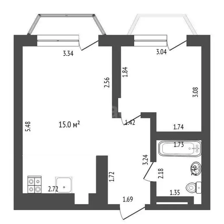 1-комнатная квартира: Тюмень, улица Фармана Салманова, 1 (45.36 м) - Фото 1