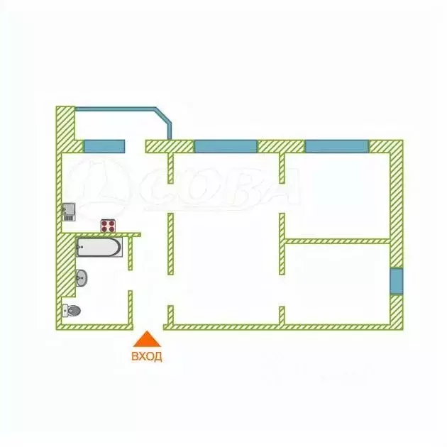 3-к кв. Тюменская область, Тюмень ул. Федюнинского, 58к2 (56.0 м) - Фото 2