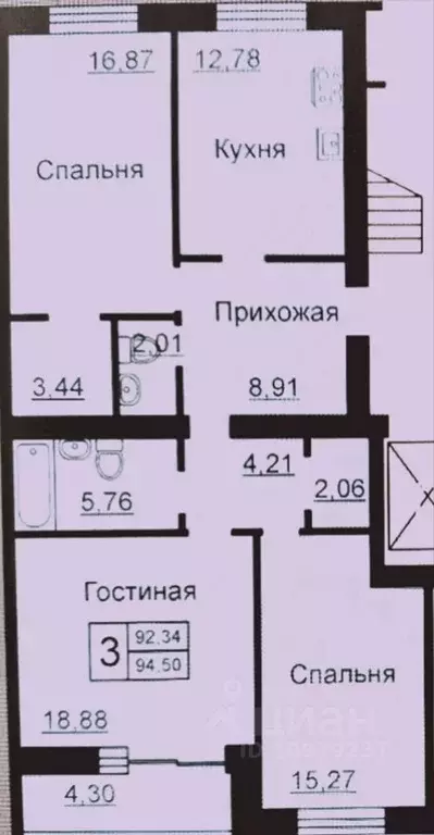 3-к кв. Ярославская область, Ярославль Городищенская ул., 44к2 (86.0 ... - Фото 1
