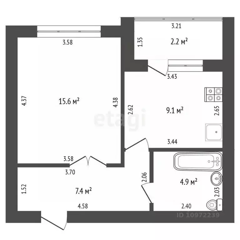 1-к кв. Башкортостан, Стерлитамак ул. Гоголя, 159 (37.0 м) - Фото 1