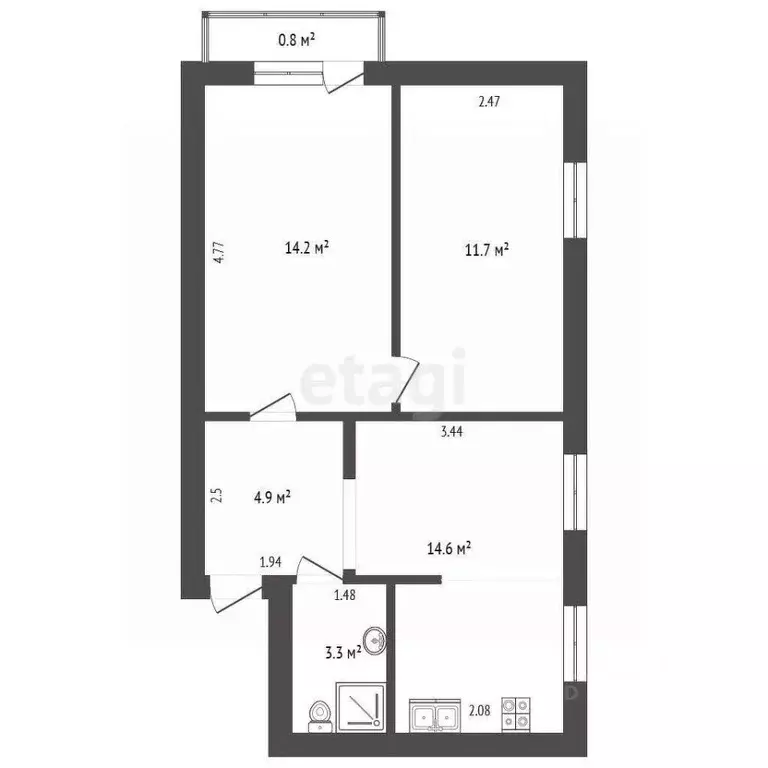 2-к кв. Крым, Саки ул. Ленина (48.9 м) - Фото 1